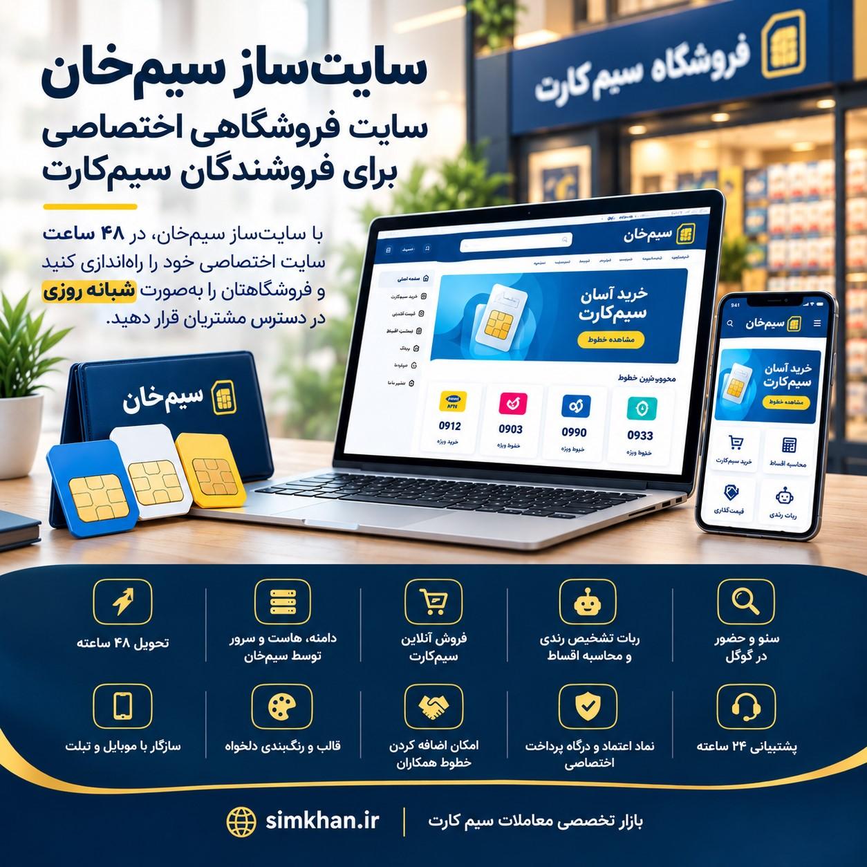 سایت ساز فروشگاهی سیم کارت | راه اندازی سایت اختصاصی 48 ساعته | سیم خان